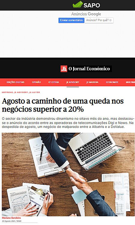 Agosto a caminho de uma queda nos negcios superior a 20%